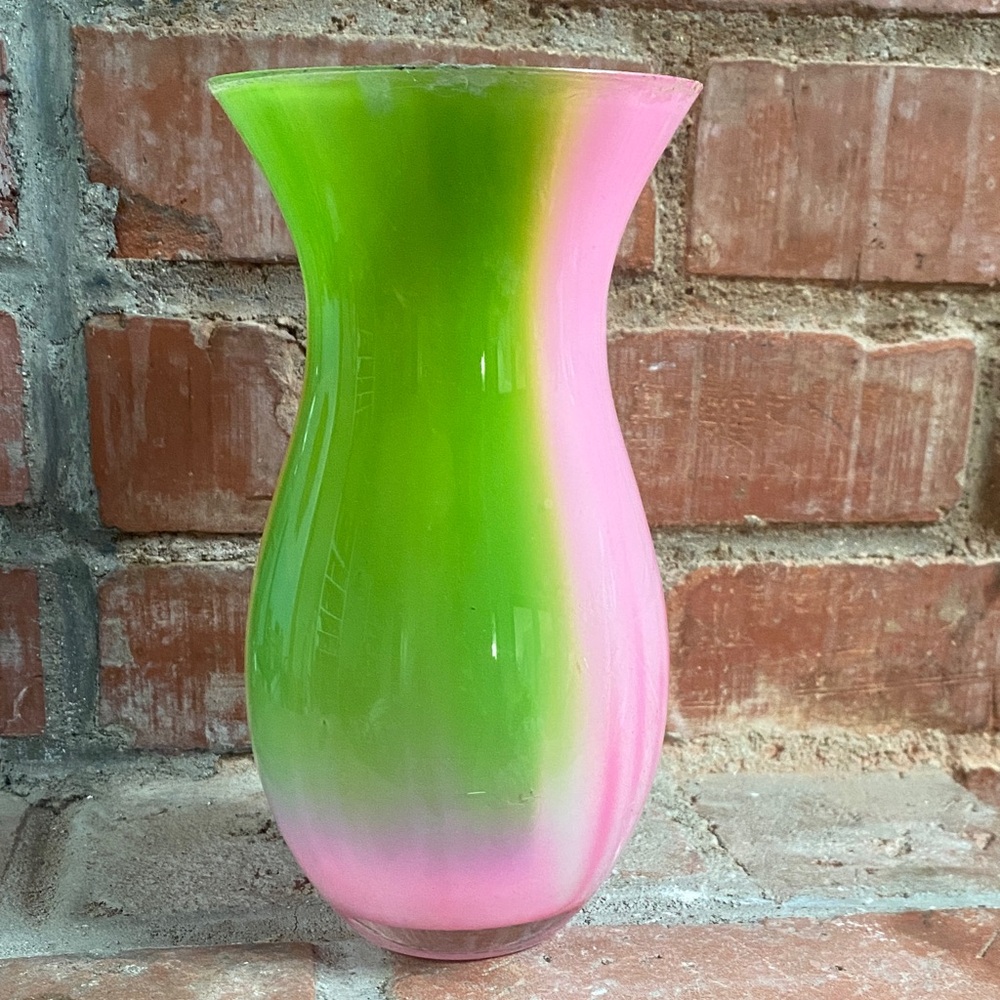Pink and Green Glass Vase - Picture 2 of 6